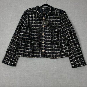 Autres Filles Blazer Jacket NEW Womens Sz 3X Black and White Windowpane Check
